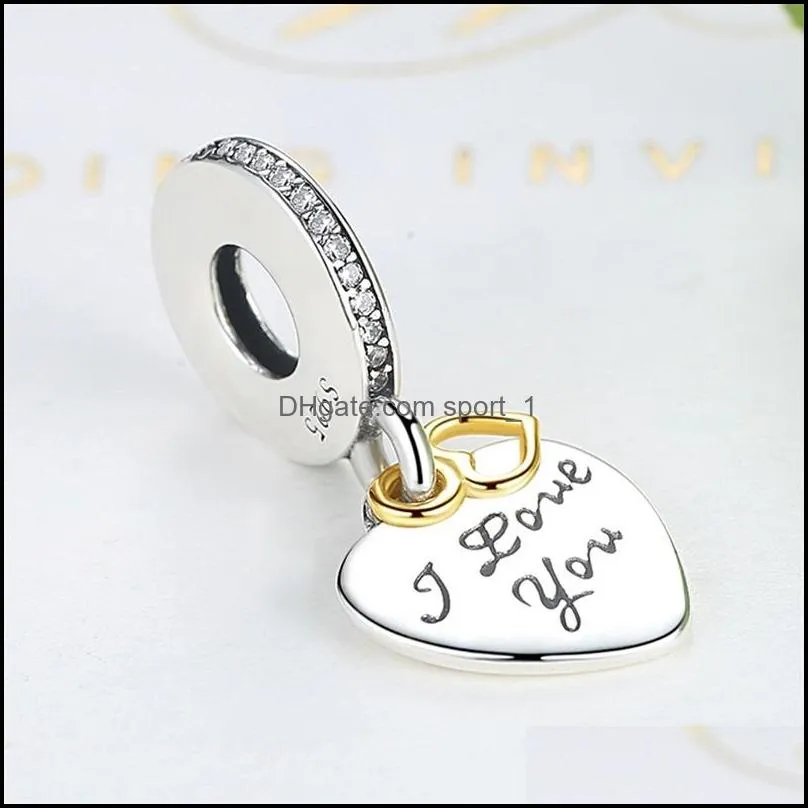 pandulaso i love you forever pendant charm gold plated fits pandora chain bracelet sterling silver jewelry making charms for woman