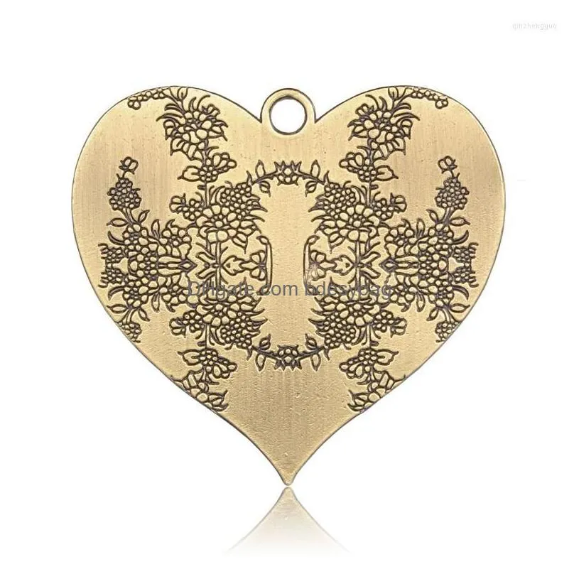 charms 2 pcs 53x58x2mm heart tibetan style alloy big pendants flower pattern for diy necklaces jewelry making supplies