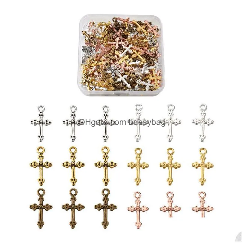 charms 120pcs/box jewelry alloy pendants cadmium lead cross mixed 6 colors 20pcs/colorcharms