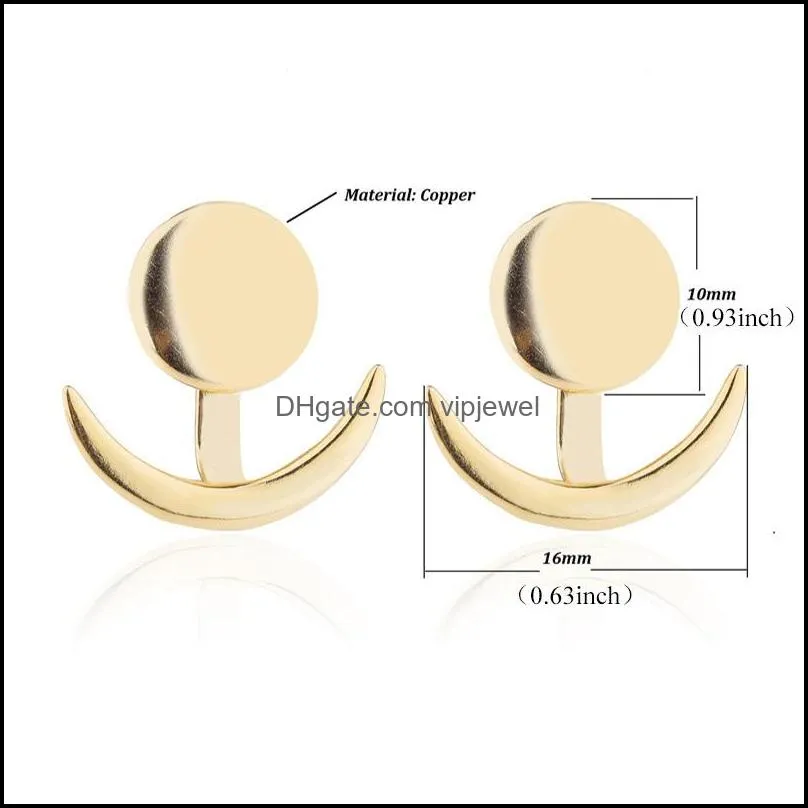 fashion crescent moon sun geometric stud earring for women copper gold rose gold sliver color earring trendy jewelry gift