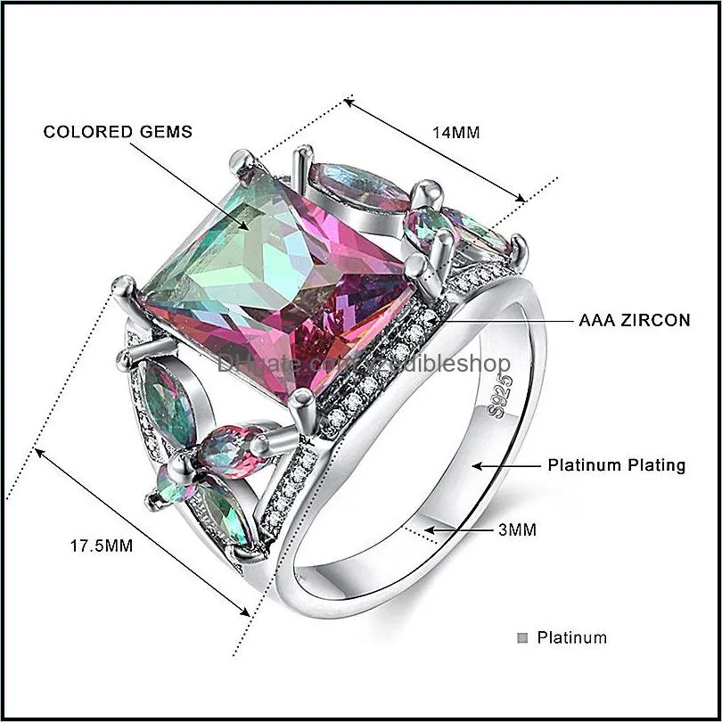 bow knot rings zircon birthstone round stone womens silver ring multicolor engagement ring