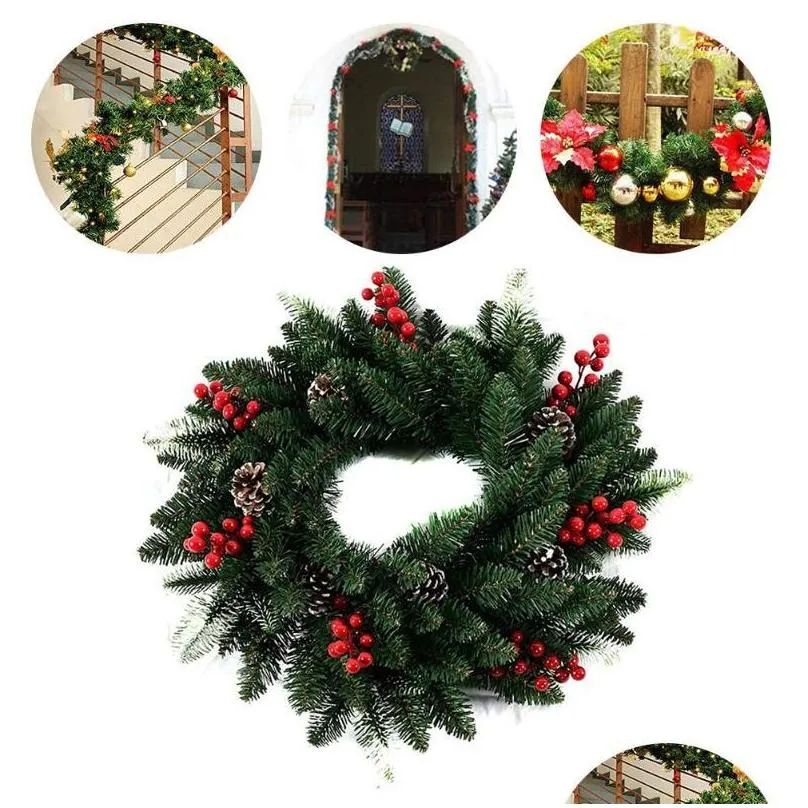 decorative flowers wreaths artificial christmas garland pvc greenery wreath green pendant ornaments for wedding party garden decor