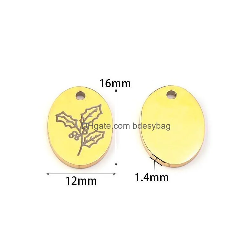 charms 2pcs/lot gold stainless steel birth month flower pendant for diy necklace earrings jewelry making birthday gift women