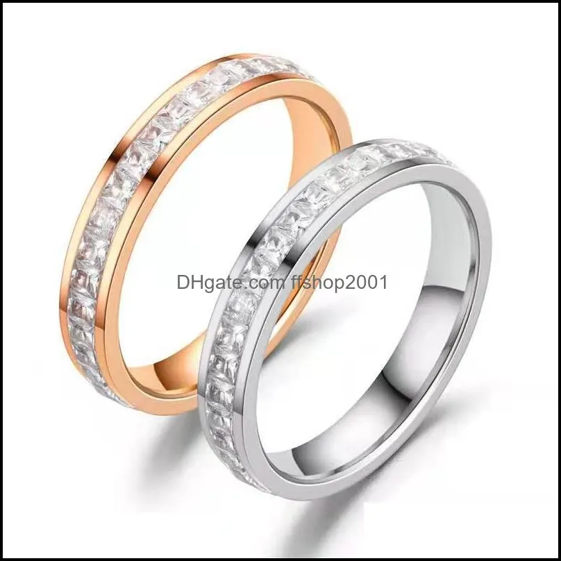 titanium steel inlaid zircon couple ring wedding engagement ring anniversary ring lover jewelry gift