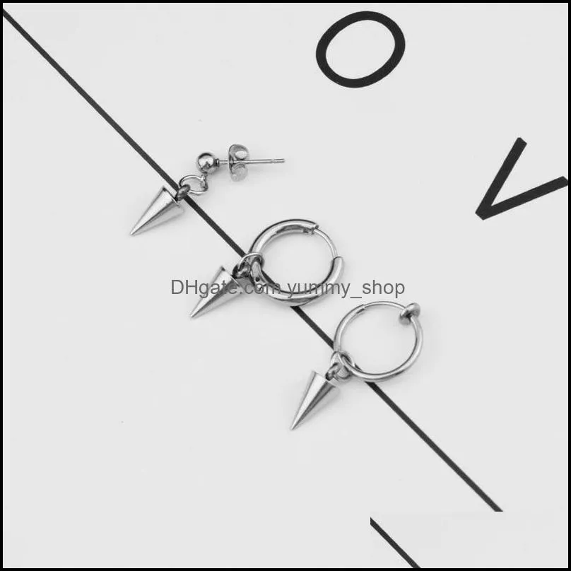punk kpop dna korean simple taper stainless steel stud earring bangtan boys v jewelry accessories for mens and women1 372 q2