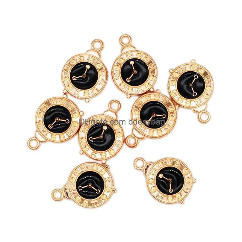 charms 10/20/50pcs arrival oil drop cute clock enamel alloy pendant fit necklaces bracelets diy jewelry accessoriescharms