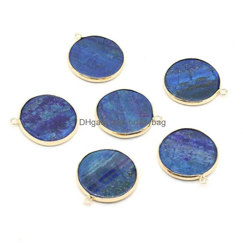 charms natural round stones pendants reiki heal lapis lazuli for jewelry making diy women necklace accessories handmade craftscharms
