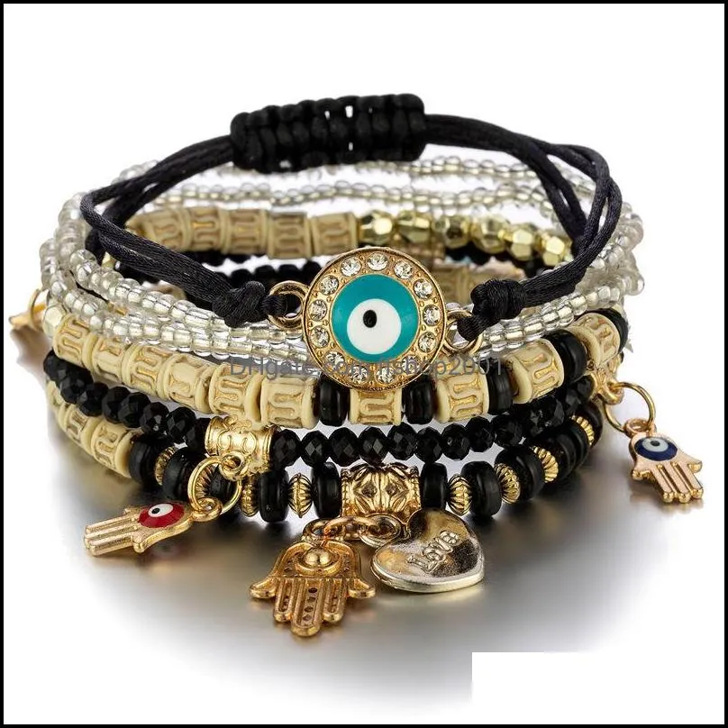 bohemian beaded bracelet hand beaded fashion eye beaded temperament multilayer bracelet jewelry