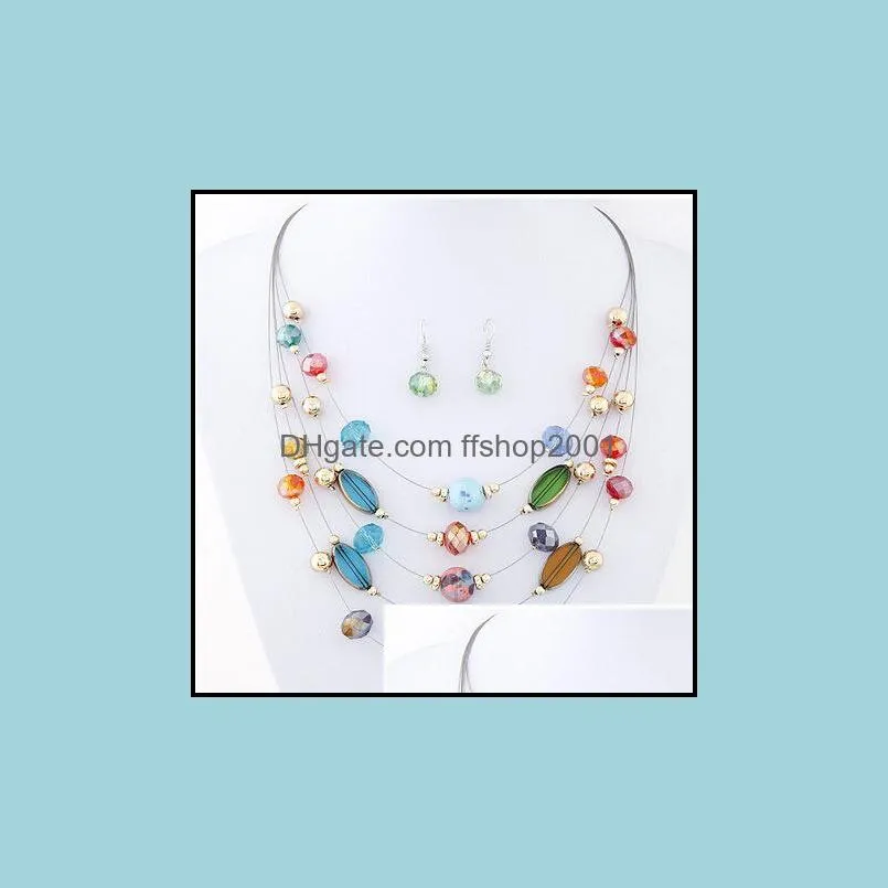 bridesmaid jewelry set for wedding crystal multilayer colorful party jewelry sets