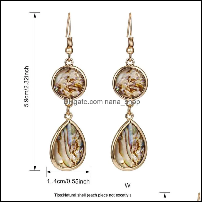 fashion natural abalone shell dangle earring for women europe america simple gold plating copper hook earring summer beach