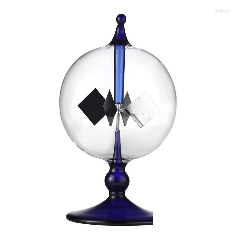 decorative figurines blue solar power radiometer sunlight energy crookes spinning vanes windmill gift home desk decoration