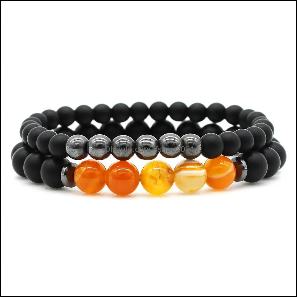 bead bracelet men natural agate stone hematite obsidian beaded bracelets homme energy stretch bracelet men jewelry