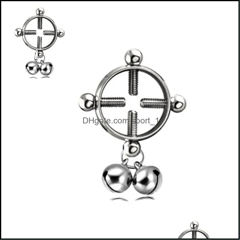fashion 316l surgical steel nonpiecing nipple ring with bell shield body piercing jewelry nickel fake piercing 160c3