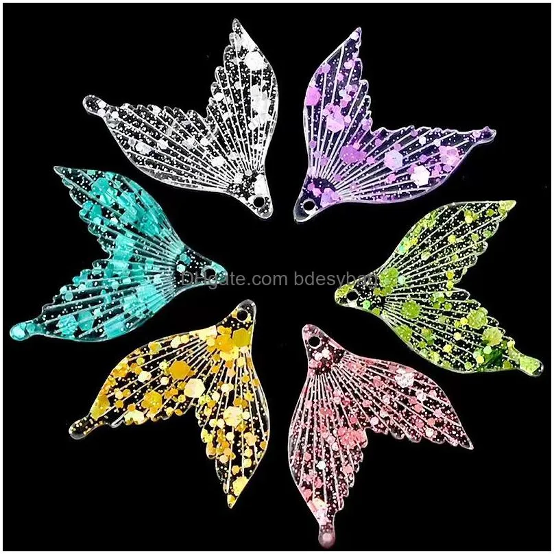 20pcs/lot new creative charms resin components fish tail geometric connectors for diy fashion earrings hanging pendant jewelry