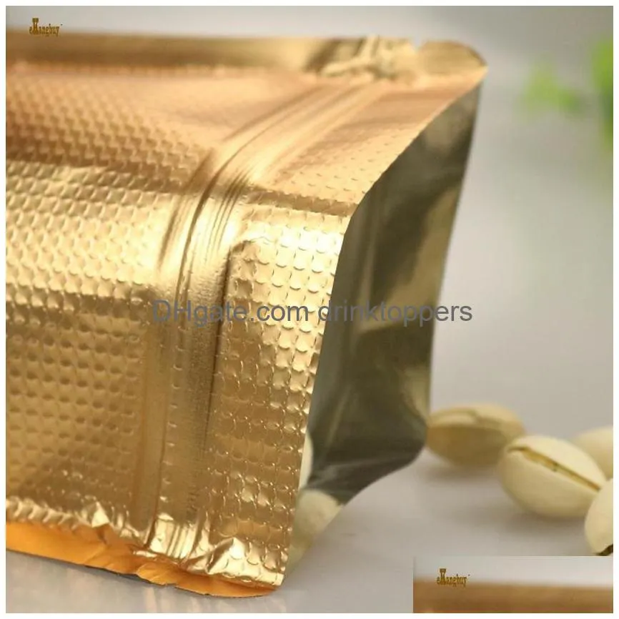 bolsas de regalo 100pcs/lot 9sizes clear windowed gold embrass stand up zip lock bag self seal zipper food storage retail packaging