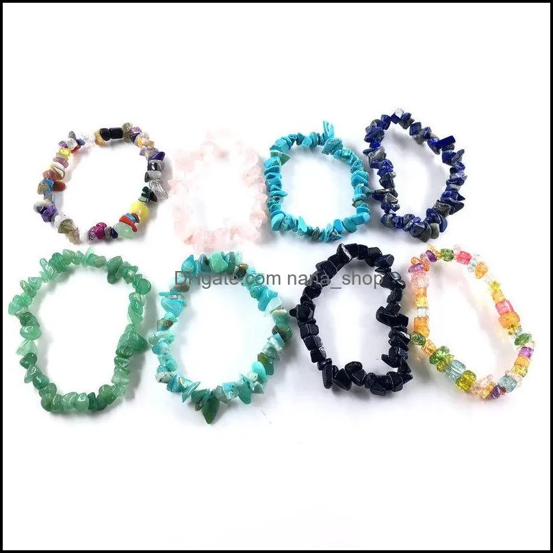 multicolor beadeds strands broken natural beaded bracelets for women healing crystal quartz stone elasticity wristband mens fashion jewelry gift797