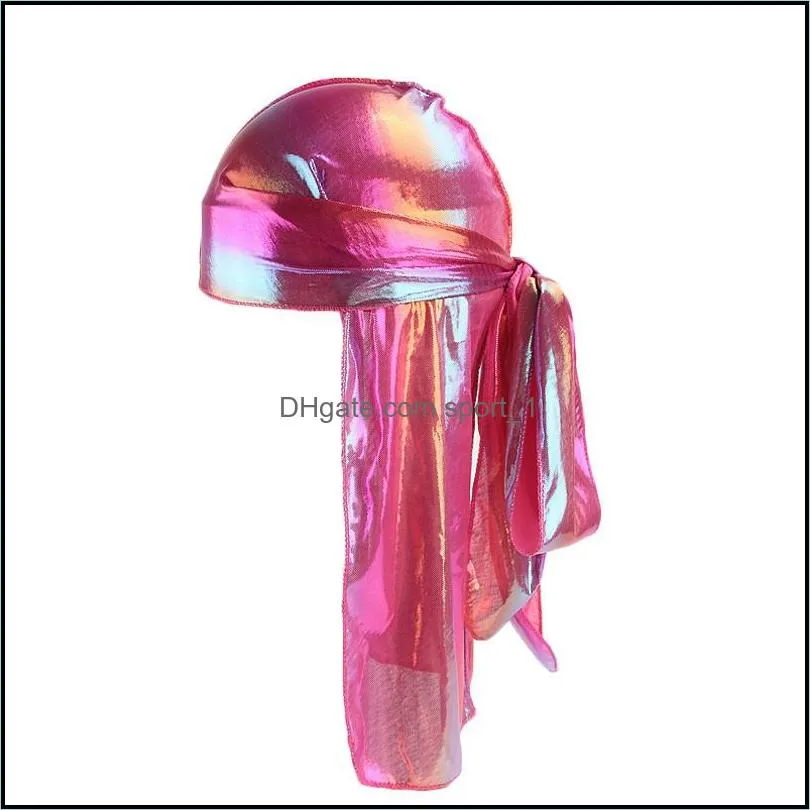 colorful sparkly durags turban bandanas mens shiny silky durag headwear headbands hair cover wave caps gd301 865 q2