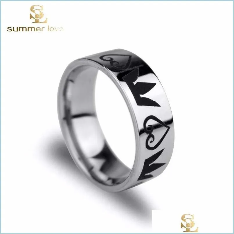 stainless steel kingdom crown heart design rings for men size 713 simple style rings fashion jewelry