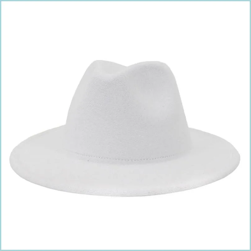 white panama wool felt fedora hats women ladies wide brim party trilby  hat fashion vintage jazz cap 74 w2