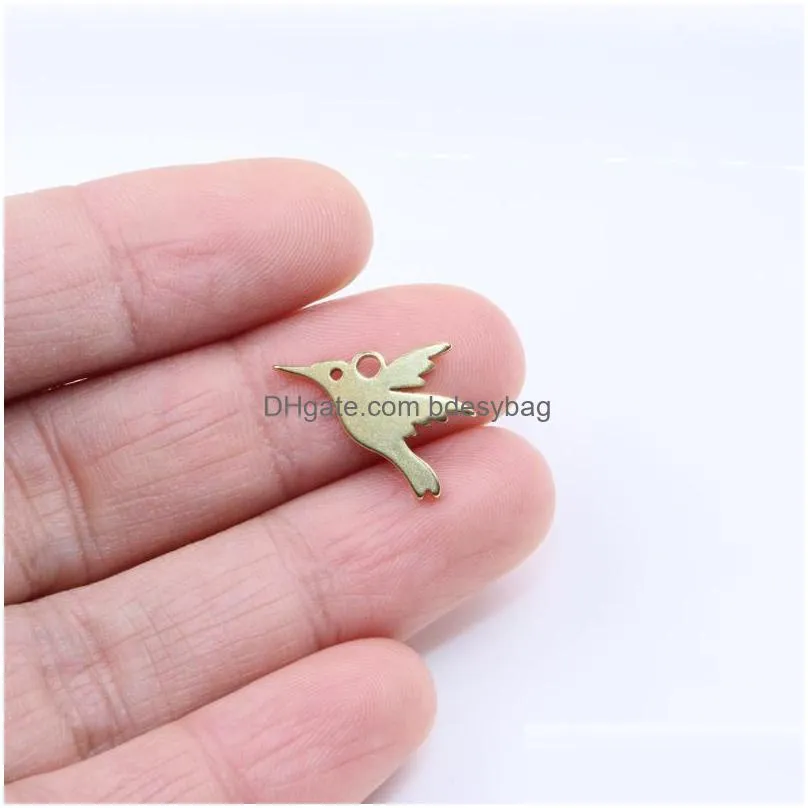 charms 10pcs wholesell stainless steel bird pendant girl accessory diy necklace earrings bracelets unfading colorless 2 colorscharms