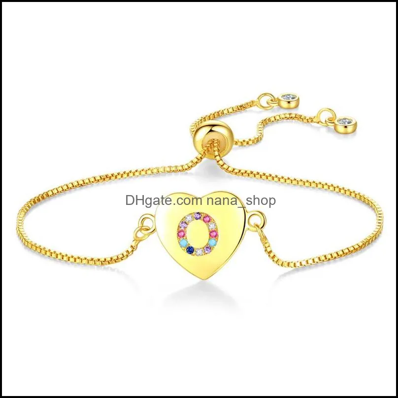 fashion 26 initial letter charm bracelet gold plated cubic zirconia 26 a to z adjustable english alphabet bracelet for women jewelr