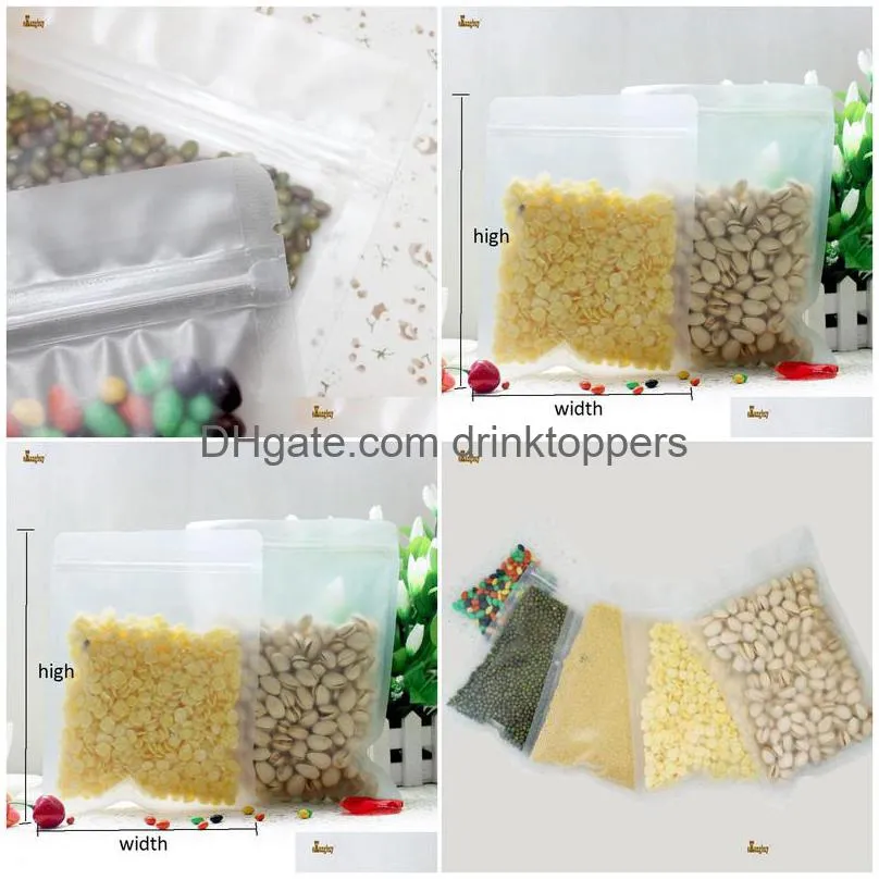  100pcs lot 9sizes frosted matte plastic kitchen storage package zip lock packaging bags flat bottom heat seal top