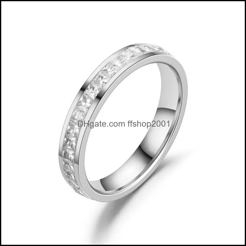 titanium steel inlaid zircon couple ring wedding engagement ring anniversary ring lover jewelry gift