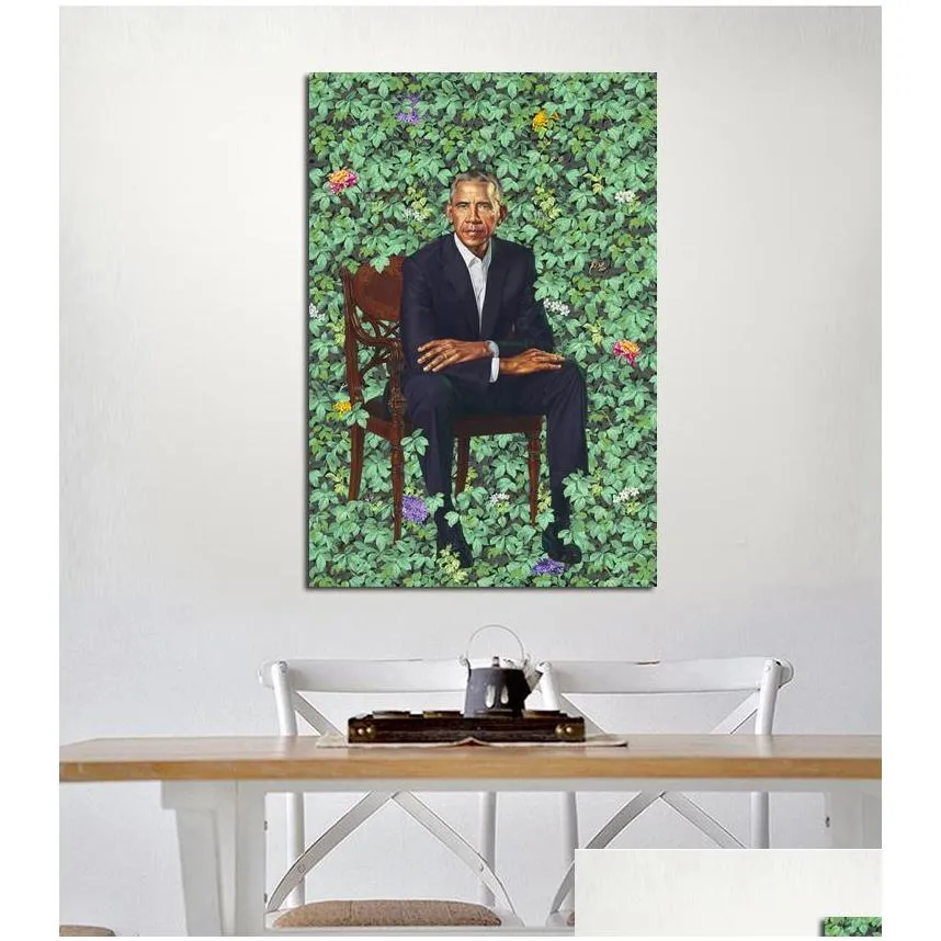 barack obama portraits kehinde wiley painting poster print home decor framed or unframed popaper material274e