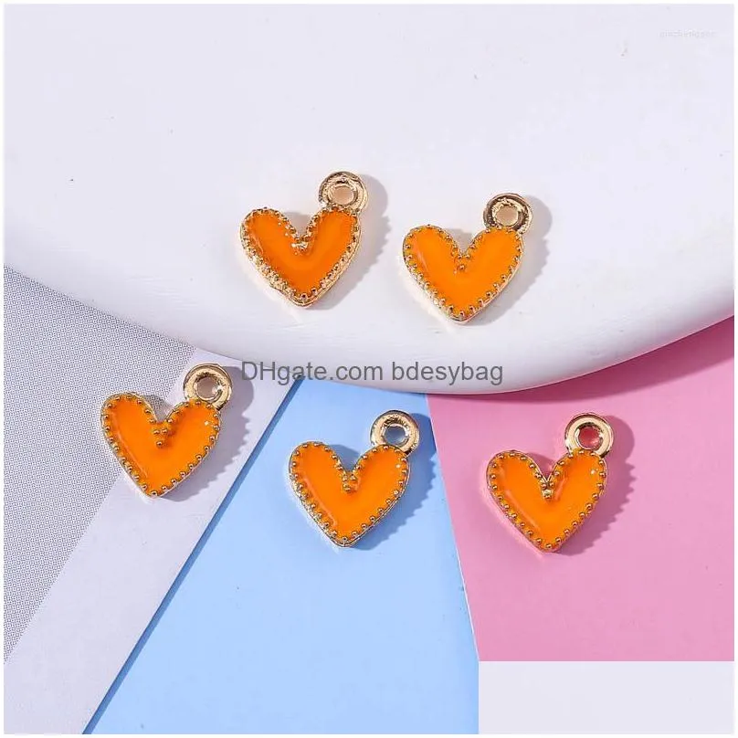 charms 40pcs/set colorful cute love heart enamel pendant charm for jewelry making diy necklace earring bracelet accessories wholesale