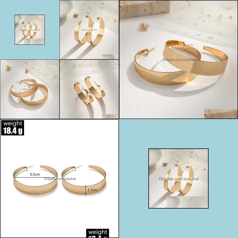 minimalist gold metal large circle geometric round c shape hoop earrings for women girls jewelry gifts