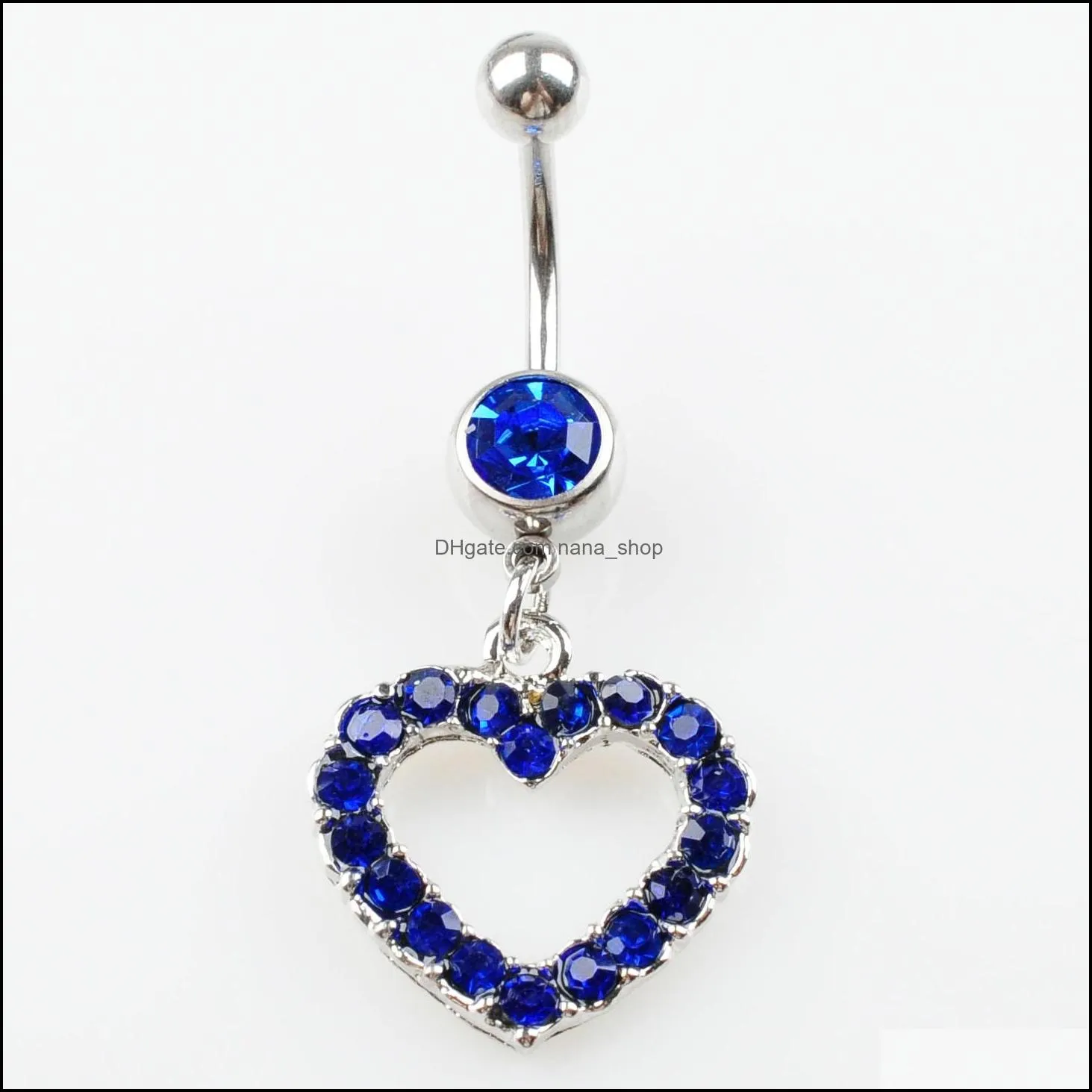 4 colors heart style navel rings belly button body piercing jewelry dangle accessories fashion charms