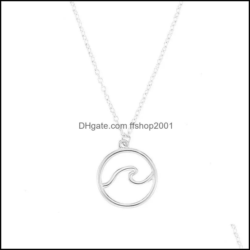 wave necklace for women wholesale nautical jewelry gift ocean silver color jewelry simple beach pendant necklace