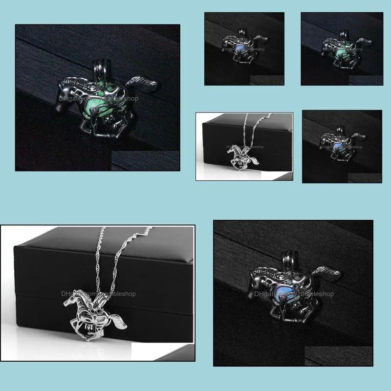 horse necklace luminous jewelry luminous necklaces glow in the dark night gift beautifully gift metal necklace