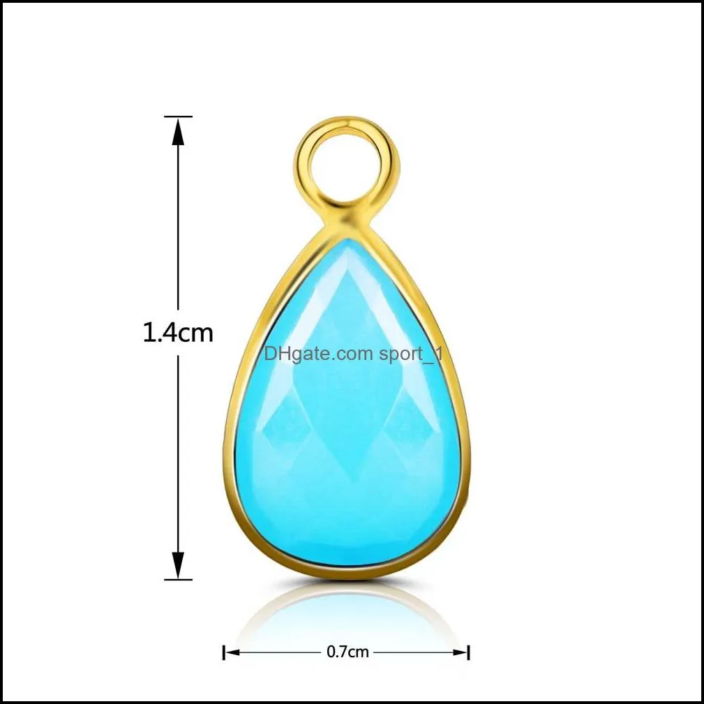 blue waterdrop glass copper pendant for necklace bracelet fashion transparent charm for diy jewelry making