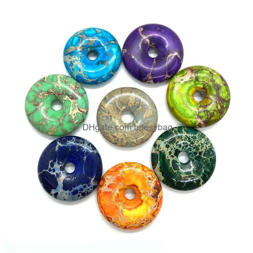 charms 1pcs natural stone emperor pendant 29mm round diy necklace earrings bracelet jewelry making accessories hole 6mm