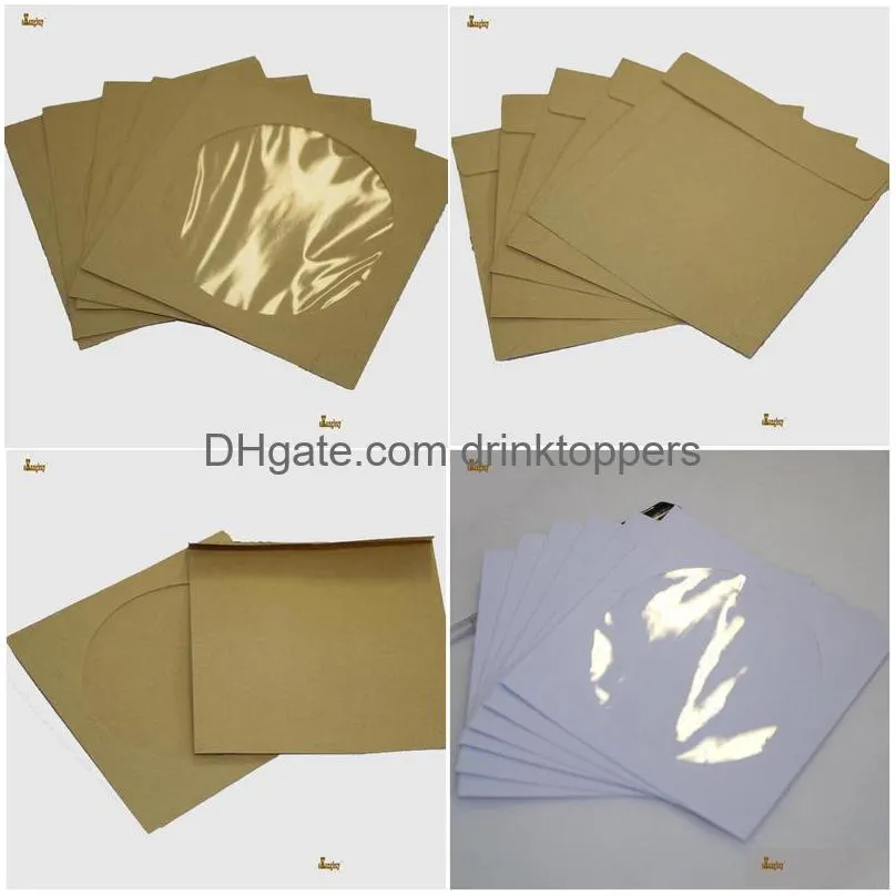 100pcs/lot 12.5cm square disc cd sleeve 90gsm kraft paper dvd bag cover d packaging envelopes type pack bags wedding party favor