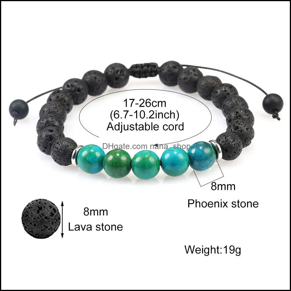  8mm lava stone tiger eye beaded bracelet for men women handmade braided natural stone healing balance yoga bracelet fashion jewelry
