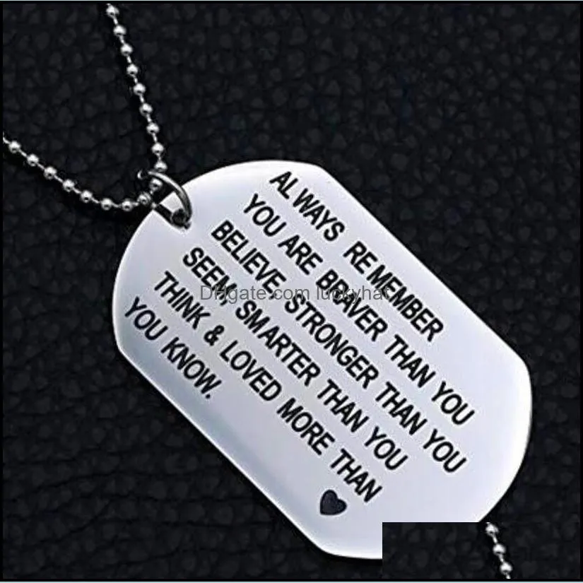 engraved dog tag necklace friends birthday gifts always remember you are braver stainless steel necklace