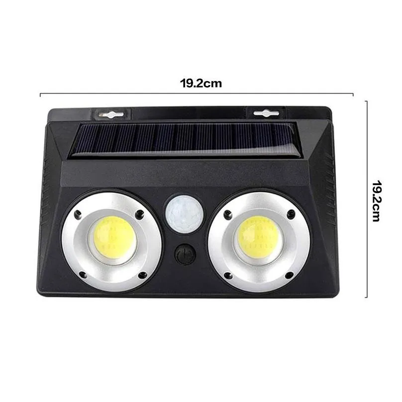 led solar light outdoor wall light double cob motion sensor waterproof body sensor suitable for gardens courtyards black