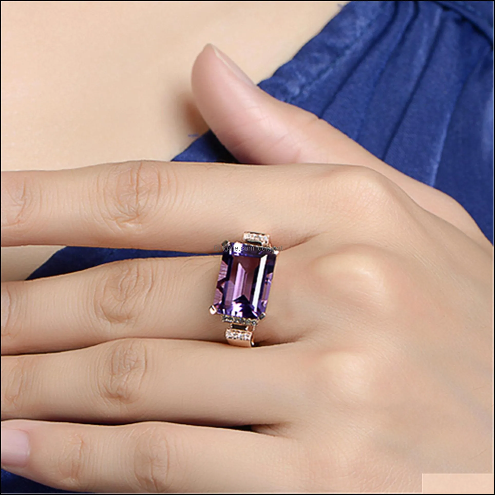 big amethyst gemstone ring hollowedout silver rings exaggerated silver hand jewelry for women crystals rings