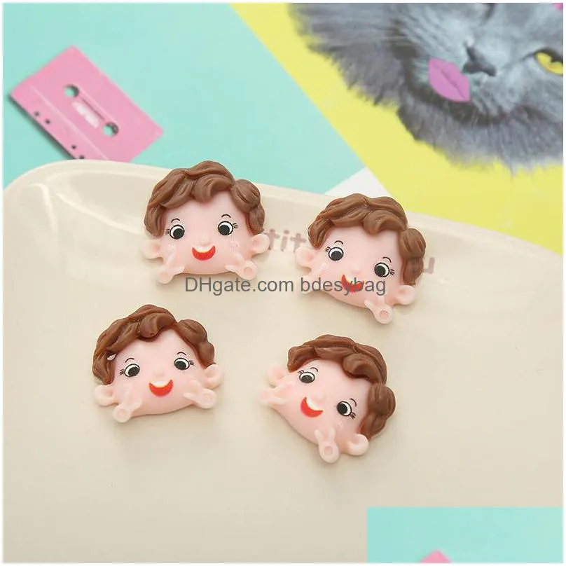 30pcs cartoon resins components characters flatback resin cabochon kawaii boy girl diy scrapbook hair bows center