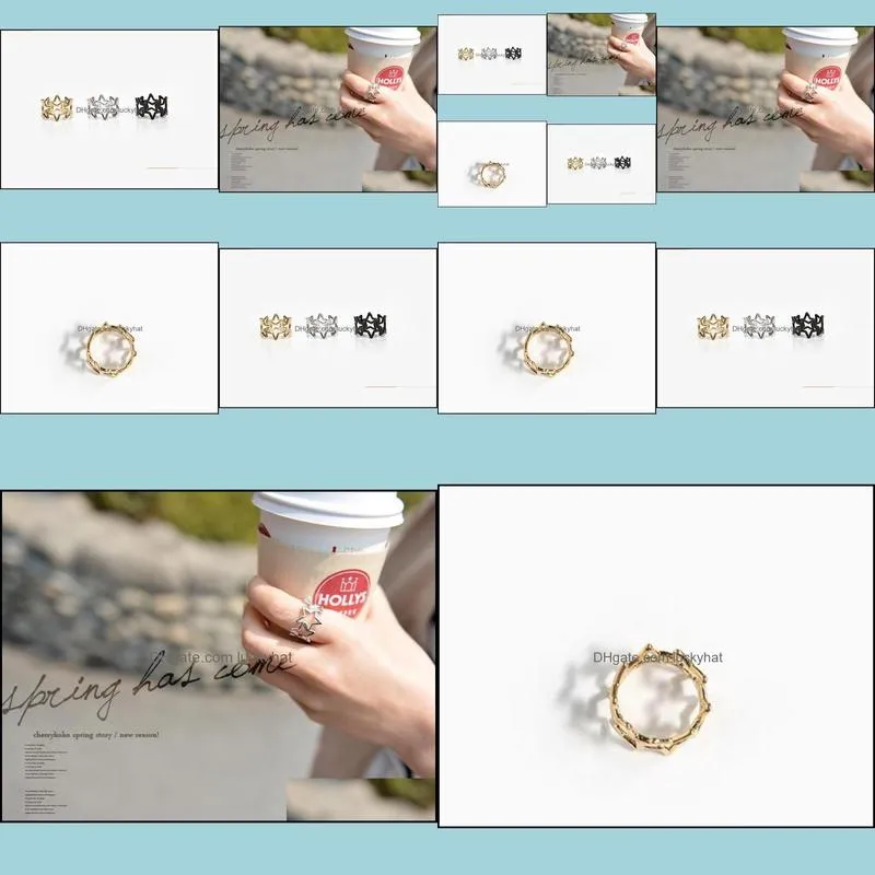 rings for women korean five starshaped elegant ring valentines day gift gold silver plated rings