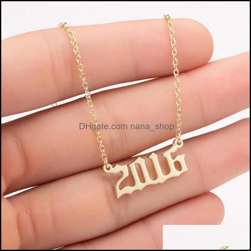  personality birth year charm necklace year number pendant necklace for women stainless steel fashion birthday gift jewelry