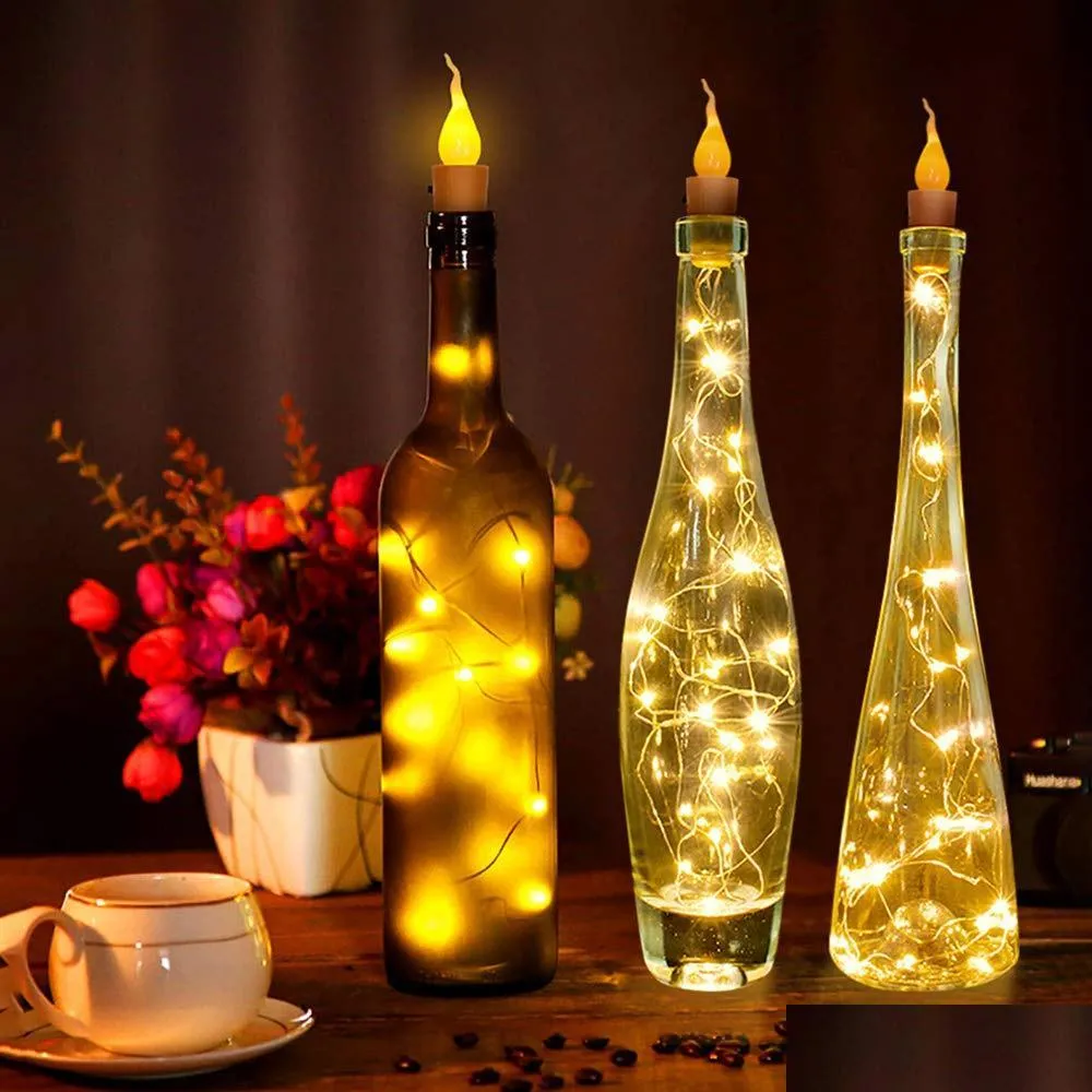 2m 20led copper wire lamp wine bottle lamp cork warm white battery powered led string light for diy party decoration christmas