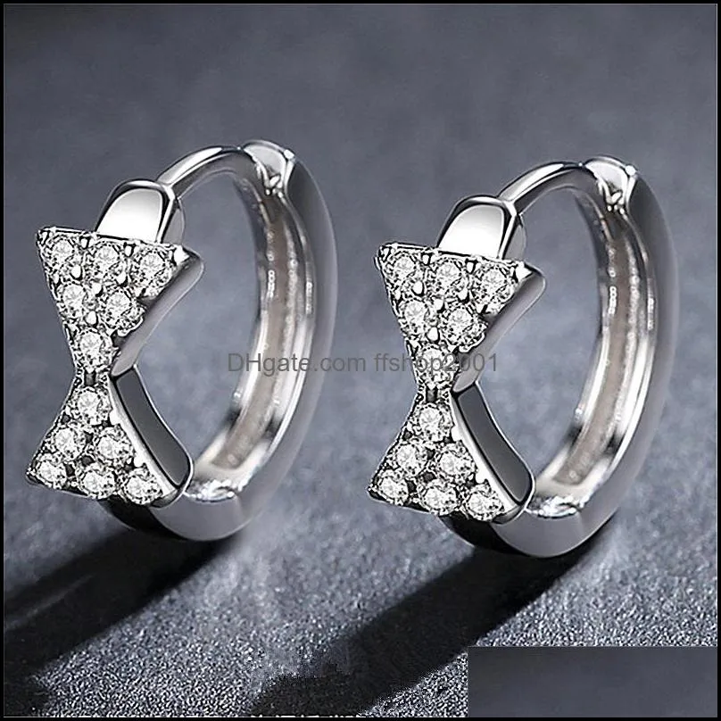 bow earrings for women luxury jewelry symmetrical triangle zircon earring ear buckle silver stud earrings