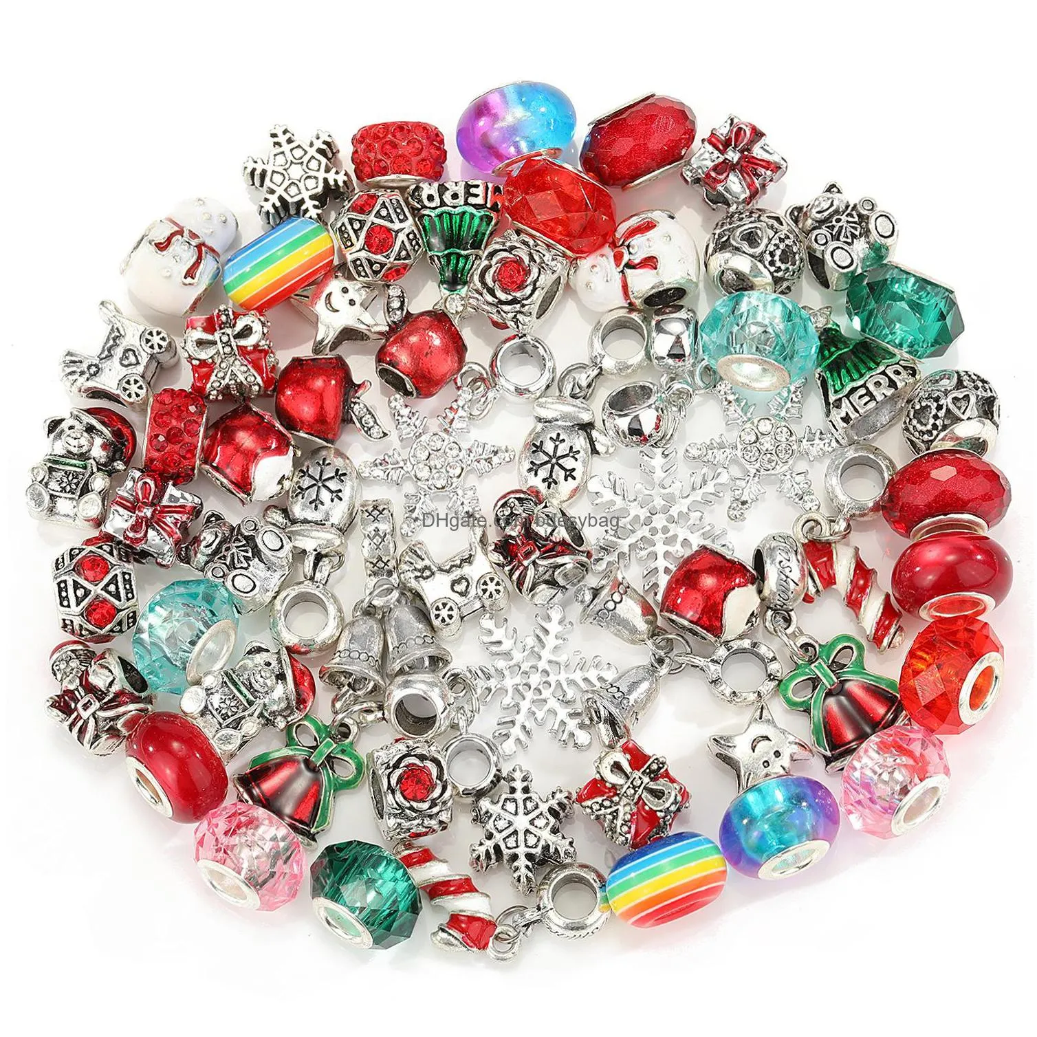 40pcs/lot special bracelet christmas tree santa claus little bear charms beads women diy fashion jewelry