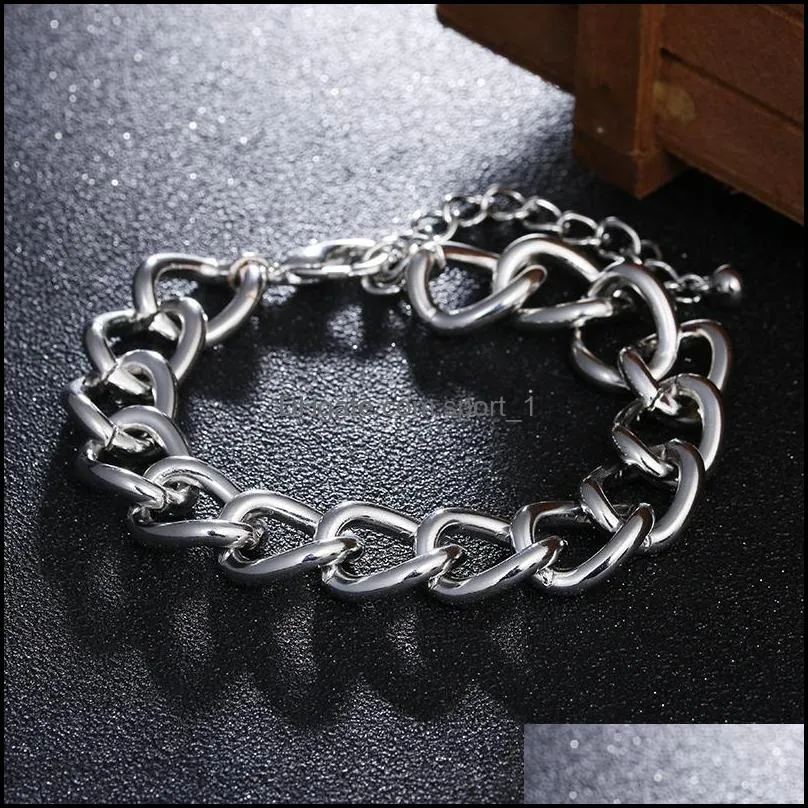 big promotion silver plating chunky bracelets for women men simple style adjustable size chain diy bracelet fashion jewelry wholesale