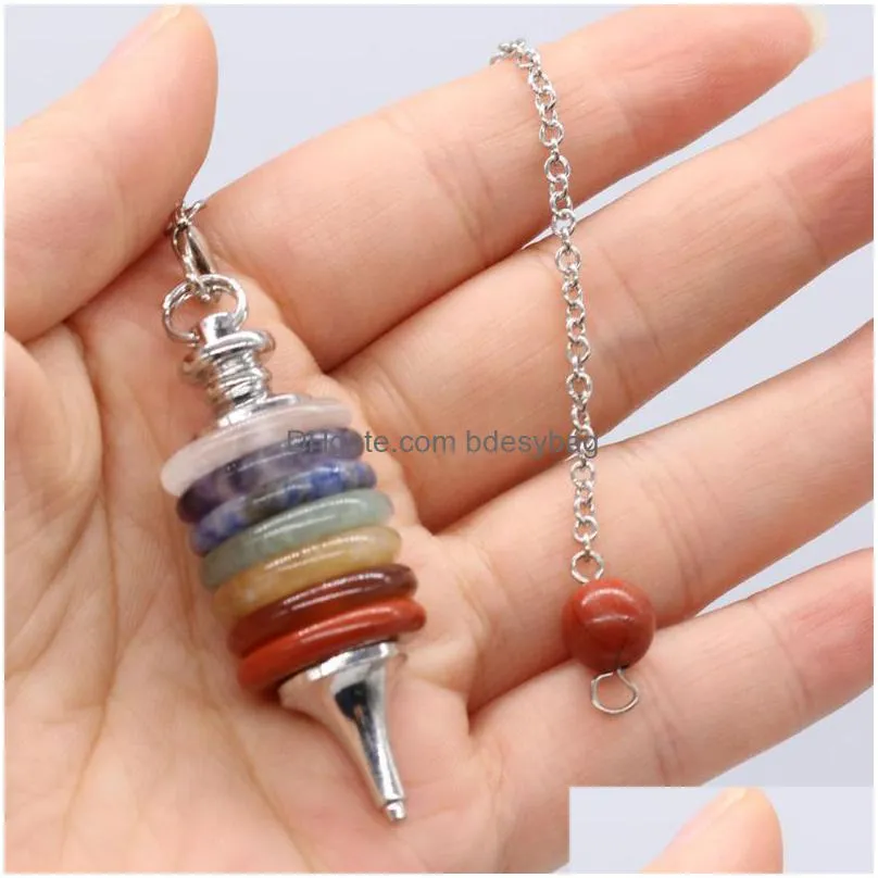 charms natural stone seven chakra spirit pendulum for men women charm jewelry pendant accessory gift 18 5 cmcharms