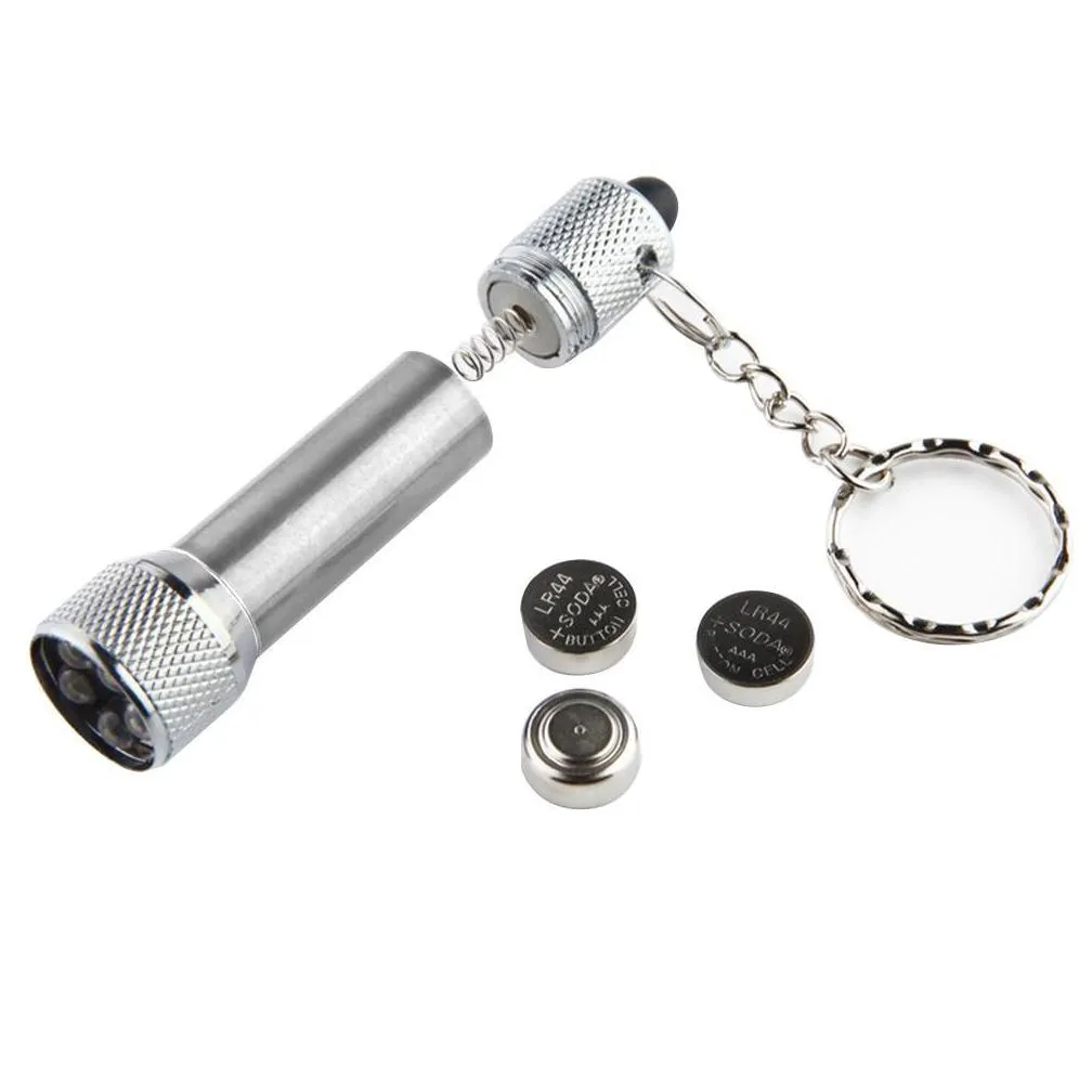 brelong portable 5 led mini flashlight light torch aluminum keychain keyring chain blue red silver black