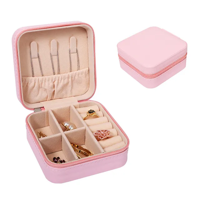 mini jewelry box organizer display travel jewelry zipper case boxes pu leather portable earrings necklace ring jewelry box jewelry packaging amp display